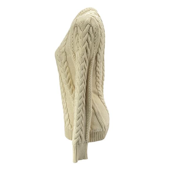 Theory Sweater Twisting Cable Chainette Wool Womens L Academic Chunky Schoolgirl - Picture 3 of 9